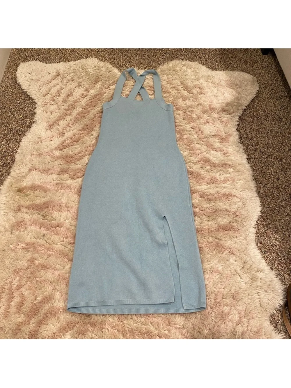 Abercrombie & Fitch Light Blue Ribbed Maxi Tank Dress